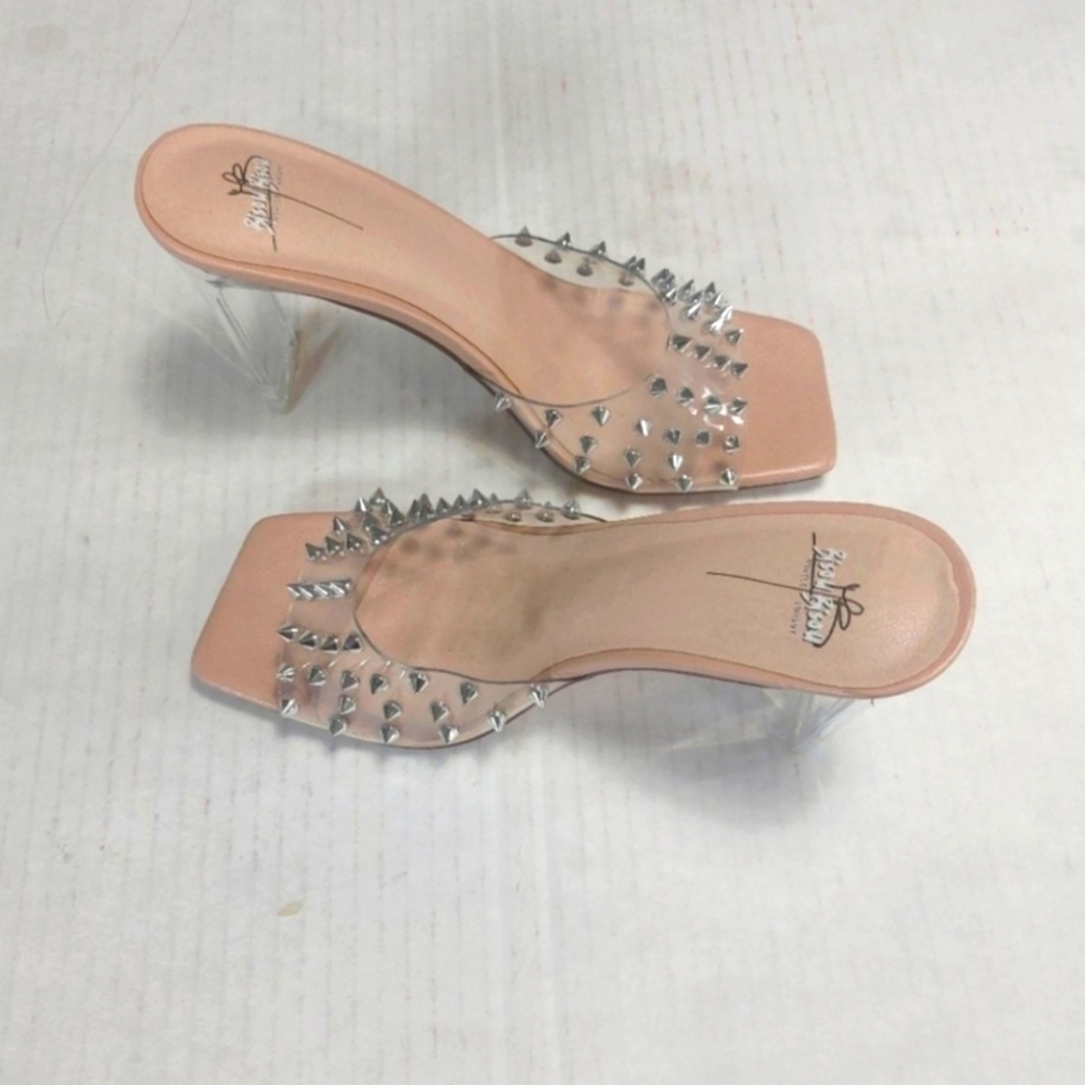 BISOU BISOU Women's Spike Clear Slip-on Heels Size 8.5M